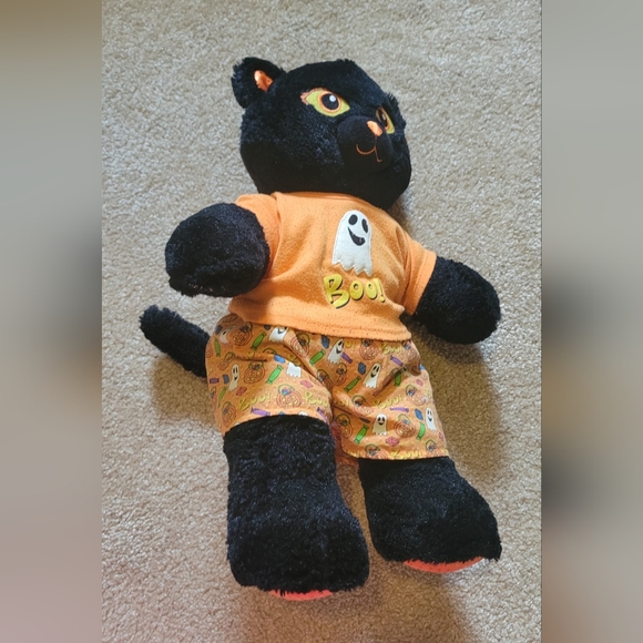 Build-A-Bear MIDNIGHT SPARKLE BLACK CAT Halloween Plush With Boo T-shirt & orang - Picture 3 of 10